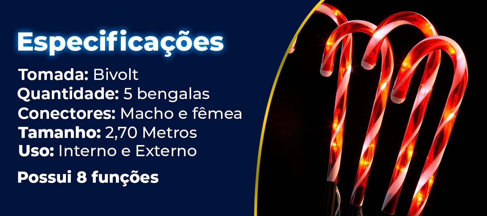 Especificações da bengala de LED